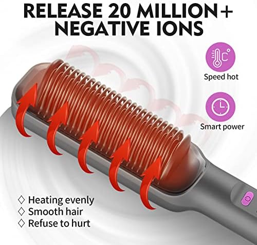 Hair Straightener Brush,30-Speed Negative Ion Hair Straightener Styling Comb,Hot Comb Electric,Hair Styling Tools Fast Heated Hair Brush Suitable for Home and Salon - Image 3