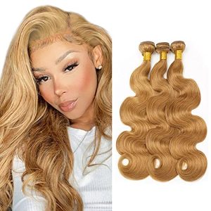 Honey Blonde Brazilian Remy Body Wave Human Hair Bundles 3 Pack 12 14 16 Inch