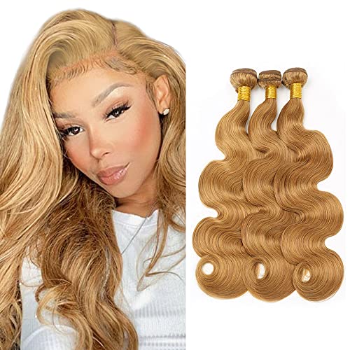 Honey Blonde Brazilian Remy Body Wave Human Hair Bundles 3 Pack 12 14 16 Inch