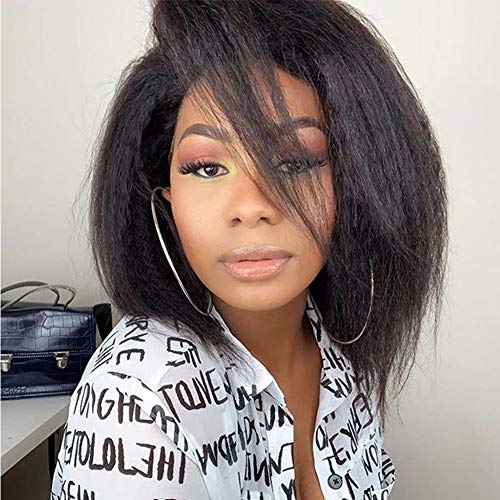 Human Hair Full Lace Wigs for Women Virgin 10A Natural Baby Hair 150% Density Pre Plucked Kinky Straight Human Hair Wigs Bleached Knots Kinky Straight Natural Color 12" Medium Cap Wig - Image 4