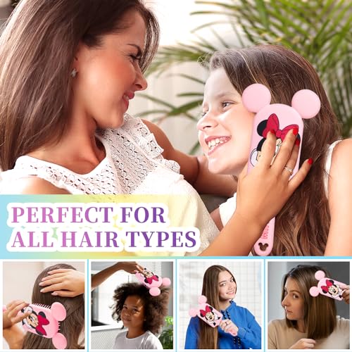 Hair Brush Wet and Dry Detangler Brush for Women Girls Kids Toddler Cute Cartoon Mouse Paddle Detangling Comb for Curly Thick Wavy Thin Hair Smoothing Anti Frizz Tangle Free Hairbrush Set - Image 4