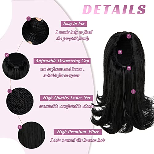 14 Inch Short Curly Black Synthetic Drawstring Ponytail Extension for Women and Girls - Image 4