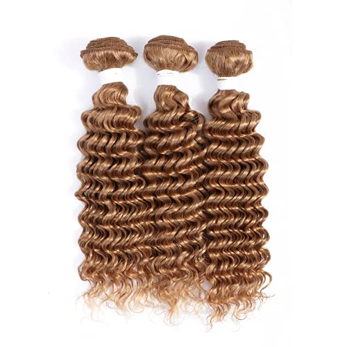 REMY HAIR Brazilian Human Hair Bundles Deep Wave Hair Bundles Honey Blonde Color Hair Extensions 16 Inch - Image 3