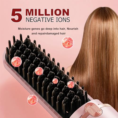Cordless Rechargeable Hair Straightener Brush for Women, Fast Heating, Portable USB Design - Image 3