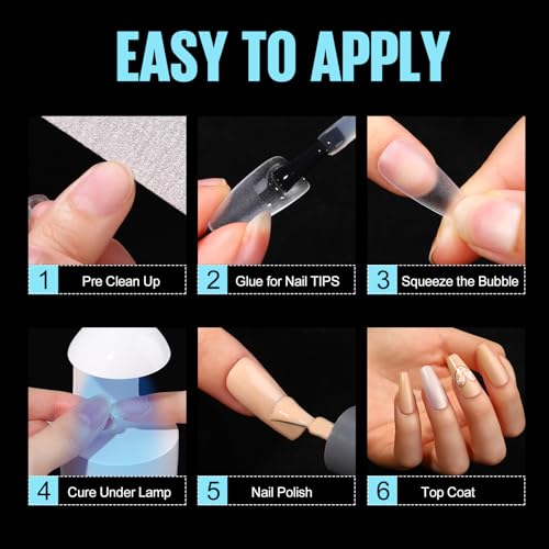 TOMICCA Short Square Nail Tips, 360Pcs Soft Tips, 15 Sizes Double-sided Matte Full Cover Gel False for Extensions and Professional DIY Nail Salon - Image 8