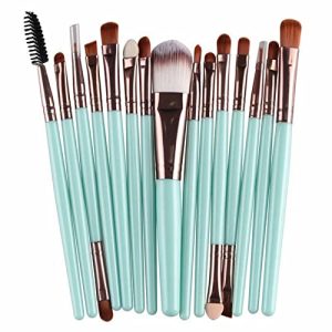 15-Piece Premium Synthetic Travel Makeup Brush Set for Foundation, Blush, Eyeshadow