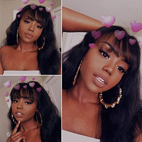Body Wave Wigs With Bangs Virgin Brazilian None Lace Front Wigs Human Hair Wigs 180% Density Glueless Machine Made Wigs For Black Women (26 inch, body wave) - Image 4