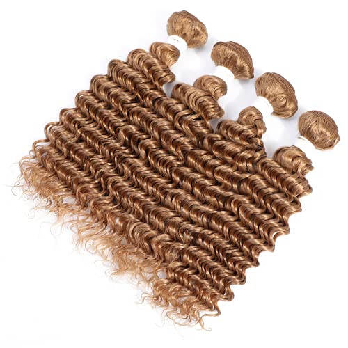 REMY HAIR Brazilian Human Hair Bundles Deep Wave Hair Bundles Honey Blonde Color Hair Extensions 16 Inch - Image 4