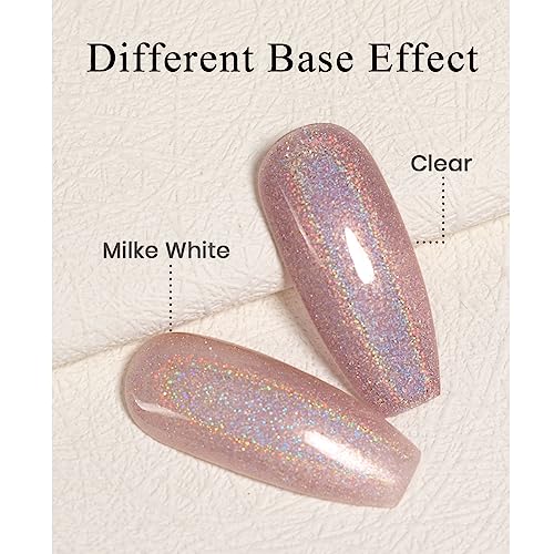 RARJSM Holographic Gel Nail Polish Light Purple Pink Rainbow Glitter Reflective Iridescent Gel Polish Curing Required Unicorn Mirror Chrome Laser Effect Soak off for Summer Salon Home Manicure 7.5ML - Image 3
