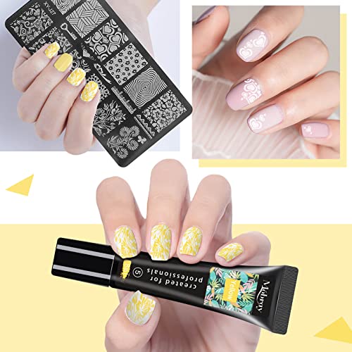 Mobray Nail Stamper Kit 8 ml, 6 Colors UV LED Nail Stamping Polish Gel with 1*Head Stamper 1*Scraper and 2*Leaves Flowers Animal Image Nail Stamping Templates Nail Stamping Kit for Manicure Tool - Image 3