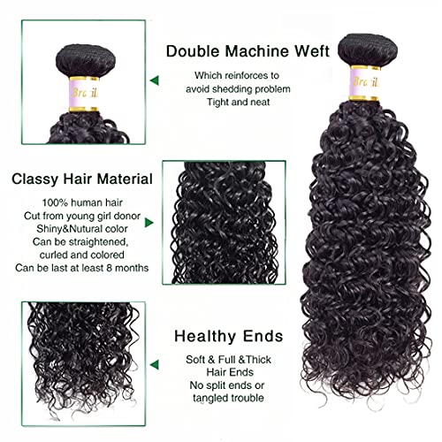 Brazilian Kinky Curly Bundles Human Hair 16 Inch 10A Weave Bundles Human Hair 100% Unprocessed Brazilian Virgin Curly Human Hair Bundles Natural Black 100g - Image 2