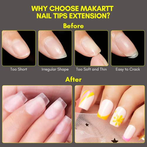 Makartt Coffin Nails Tips Extra Short 360 PCS Pre-buffed Soft Gel Nail Tips Full Cover 15 Sizes in Box Pre-shaped Ballerina Fake Nails Clear Press On Nails Soak Off Gelly Tips Nail Extension Supplies - Image 7