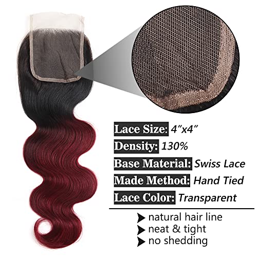 Brazilian Ombre Body Wave Human Hair Bundles with Closure 16 Inch Unprocessed - Image 5