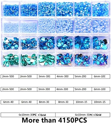 DIY Nail Art Rhinestone Kit 2-10mm Hearts Pearls Diamonds Acrylic Flat Bottom with Tools - Image 4