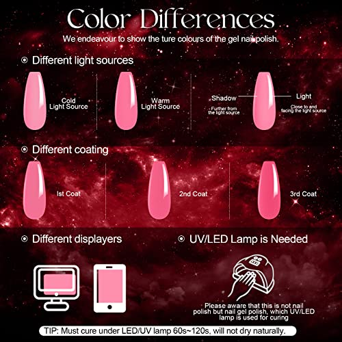 ROSALIND 6PCS Nude Pink Gel Nail Polish Kit Soak Off Manicure Nail Art - Image 8