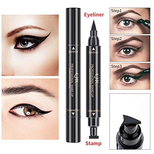 2 PCS Winged Eyeliner Stamp Dual Ended Liquid Eyeliner Pen for Wing Cat Eye,Waterproof Long Lasting Smudge-proof Liquid Eye Makeup Black - Image 2