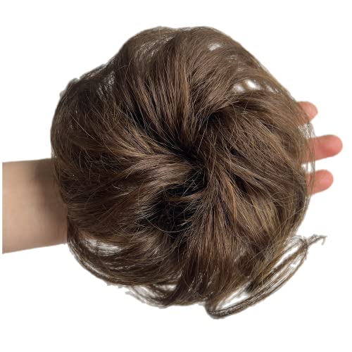 Curly Wavy Messy Bun Hair Extension with Fringe for Women, 100% Human Hair Chignon - Image 3