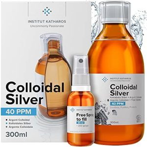 Colloidal Silver Liquid 10 fl oz & Spray to Fill ● Bioactive Hydrosol Silver Water ● Natural Immune Support Nano Sol Supplement Solution ● Ionic Minerals 40 PPM ● Organic Structured Plata Coloidal