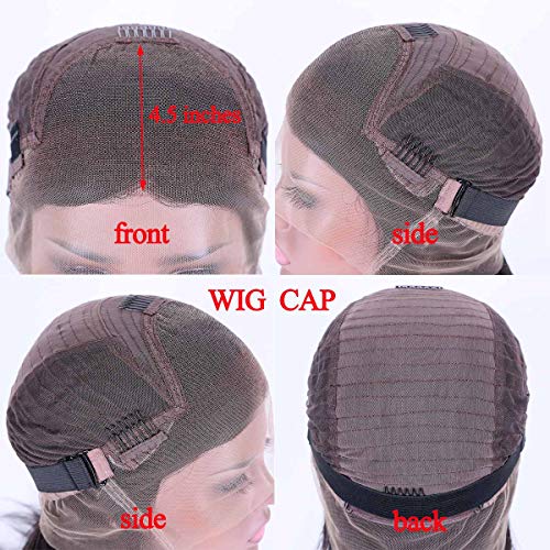 360 Full Lace Human Hair Wigs with Bangs Light Yaki Straight Brazilian Remy Human Hair 360 Wigs for High Ponytail, 360 Lace Front Wig for Black Women 150% Density 20 Inches Wig with Bangs - Image 6