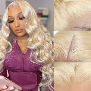 613 Blonde Lace Front Human Hair Wig 13x4 Body Wave 26 Inch 180% Density