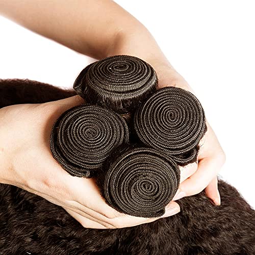 24 26 28 Inch Color #4 Bundles Kinky Straight Human Hair Bundles Brazilian Unprocessed Virgin Remy Human Hair 3 Bundles Dark Brown Yaki Straight Bundles Double Weft Hair Weave for Women - Image 4