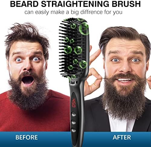 Beard Brush Straightener, Fast Heated Beard Brush Kit Heating Setting Electrical Beard Straightener for Men Anti-Scald Heated Comb Portable Beard Straightening Comb - Image 5