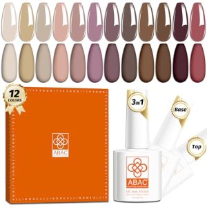 One-step Gel Polish 12 color Skin Tone Nude Gel Polish All Seasons Skin Tones Pink Neutral Brown Gel Polish Kit, Soak Off LED Gel Nail Kit Manicure DIY Home