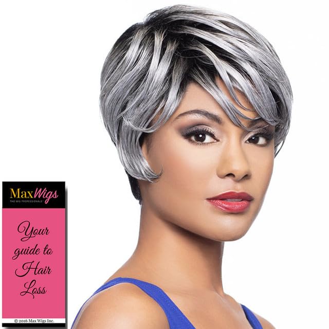 Chloe Wig Color 60 Wigs Short Boy Cut Straight Wispy Bangs Fusion Heat Synthetic Side Part African American Average Cap Bundle Hairloss Booklet, Comb - Image 3