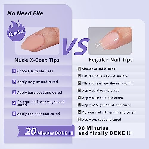 btartboxnails Short Almond Gel Nail Tips - Pre Colored Soft Gel Nail Tips, Nude Peach Press on Nails, Natural XCOATTIPS Pre Applied Tip Primer, Gel Nails Press on - Image 7