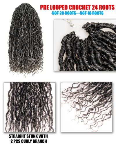 Goddess Faux Locs Crochet Hair for Black Women -14 Inch 6 Packs 144 Strands Ombre Black to Gray and Silver,Pre Looped Synthetic Hair Extensions(14"-6 Packs,T1B/Gray/Silver) - Image 3