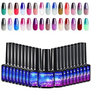 Color Changing Gel Nail Polish - Temperature Mood Changed Glitter Blue Pink Purple Red Orange - Soak Off Nail Art DIY At Home, Nail Art Manicure, Valentines Gifts for Women Girls(Q,One Size)