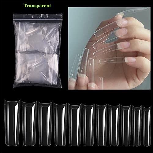 550 Pieces Extra Long Curved Transparent Coffin False Nails for DIY Nail Art - Image 2