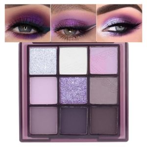 9-Color Purple Pink Eyeshadow Palette, Highly Pigmented Long-Lasting Waterproof Shades
