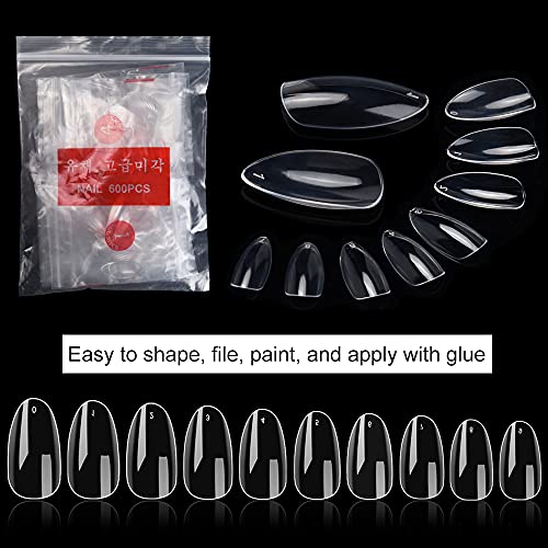 Noverlife 1200PCS Clear Short Almond Nail Tips for DIY Manicure, 10 Sizes Included - Image 8