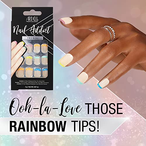 Ardell Nail Addict Artificial Nail Set, Rainbow French 24-Pc, Short-Length Press-Ons, Easy to Apply, Durable, Complete with Nail File, Cuticle Stick and Adhesive - Image 3