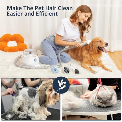 Dog Hair Vacuum & Pet Grooming Kit, 5 in 1 Pet Grooming for Dogs Cats, 1.4L Large Capacity Pet Hair Vacuum, Low Noise Dog Hair Vacuum for Shedding Pet Hair, Home Cleaning - Image 5