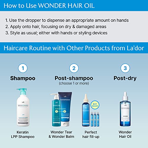 LA'DOR Wonder Hair Oil Leave-In Conditioner 3.3 Fl Oz for Dry, Damaged Hair Repair - Image 7
