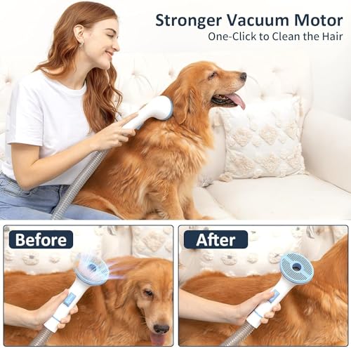 Dog Hair Vacuum & Pet Grooming Kit, 5 in 1 Pet Grooming for Dogs Cats, 1.4L Large Capacity Pet Hair Vacuum, Low Noise Dog Hair Vacuum for Shedding Pet Hair, Home Cleaning - Image 6