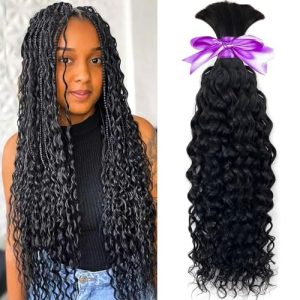 18 Inch Water Wave Natural Color Bulk Human Hair Extensions 2 Pack