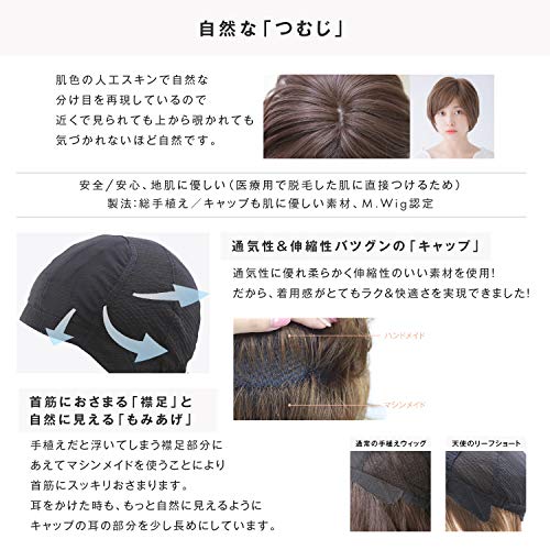 Leaf Short handmade short wig Medical Chemo wig, Hand Tied LaceFront, Synthetic Hair Wig for Blonde and Asian Women. Using Heat-stylable(Japanese popular medical(S, Dark Brown) - Image 3