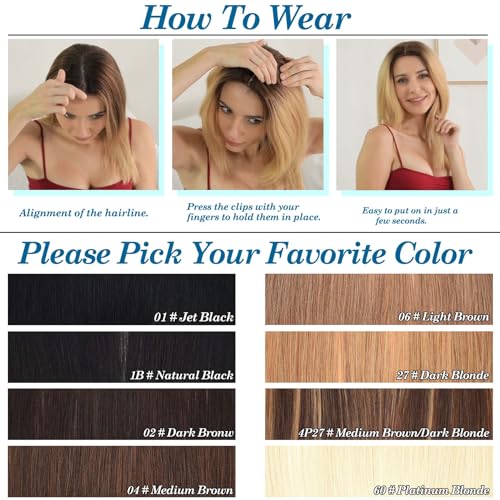 JGS1996 150% Density Real Human Hair Topper for Women, Lace Base, Clips Included - Image 6