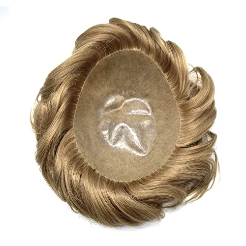 Toupee for Men Hair Replacement Systems Thin Skin Mens Toupee Full PU Injection Mens Brazilian Human Hairpiece Male Prothesis Wig Units Black Brown Grey Color (LIGHT ASH BLONDE 20#) - Image 3