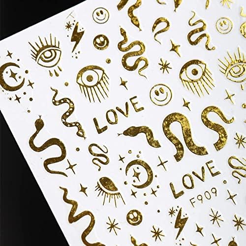 8 Sheets Gold Snake Nail Stickers 3D Bronzing Rose Eyes Heart Nail Art Decorations Self-Adhesive Stickers for Acrylic Nail Art Decals Women Nail Accessories Nail Supplies - Image 8