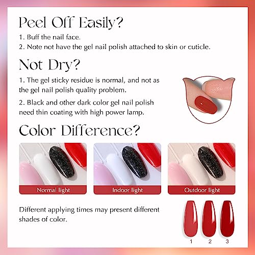 ROSALIND 48PCS Gel Nail Polish Set, 45 Colors White Black Nude Pink Colorful Collection Gel Polish Set with 3 Pcs Gel Top Coat and Base Coat Set Nails Art Manicure Home Salon for Women - Image 8