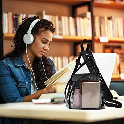 Clear Sling Bag,Transparent Crossbody Bag with Reflective Belt,Zipper Shoulder Pocket, Breathable Back Cushion - Image 7
