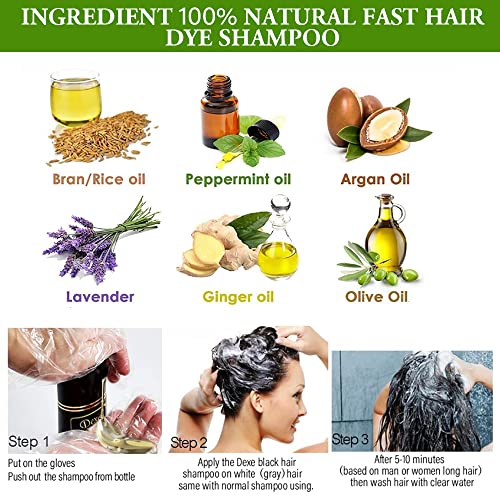 Ammonia-Free Instant Black Hair Shampoo Botanical Formula 30-Day Unisex Color 100% White Coverage - Image 3
