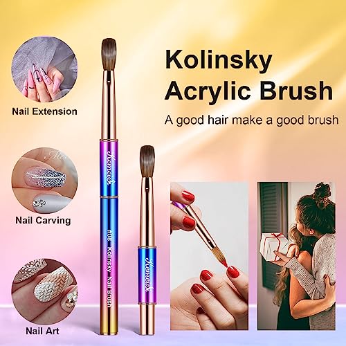 2 Piece #08 Kolinsky Acrylic Nail Brush Set with Sturdy Handles for Professional Nail Art - Image 5