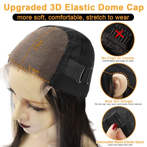 BEEOS Wear and Go Glueless Wigs Elastic Band 5x5 SKINLIKE Real HD Lace Closure Wig, 180% Density Pre Plucked Bleached Knots Straight Virgin Human Hair Ready to Wear Wigs No Glue 22 Inch - Image 6