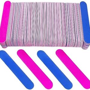 Emery Boards for Nails, 100 Pcs Nail Files for Nature Nails Small Disposable Double Sided Colorful Nail File Bulk for Home Salon Travel Size Mini Manicure Kit for Men Women Kids Wood Emory Pink/Blue