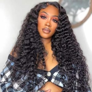 Wear and Go Glueless Wigs Human Hair Water Wave Transparent Lace Front Wigs 13x4 Lace Frontal Wigs With Elastic Band For Black Women 180% Density Water Wave Wigs Human Hair (30)